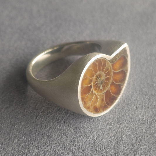 No.0040 Ammonite Signet Ring #21