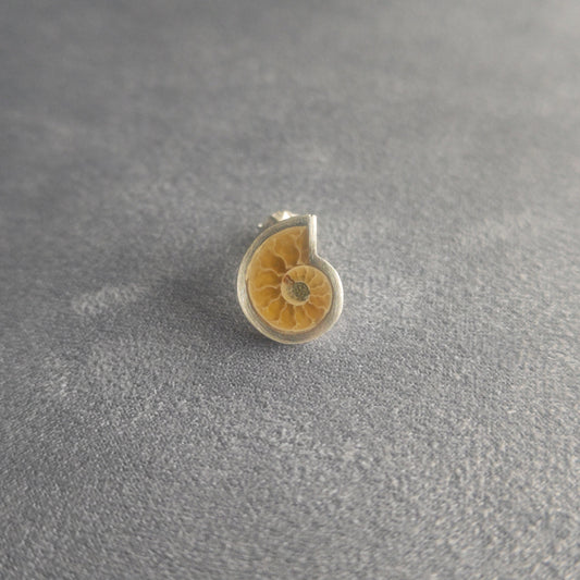 No.0051 アンモナイト シングル ピアス - Small