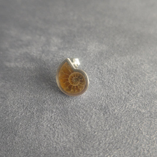 No.0053 アンモナイト シングル ピアス - Small